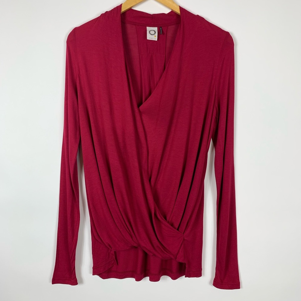 Anthropologie Red Draped Blouse Long Sleeve - Picture 3 of 7